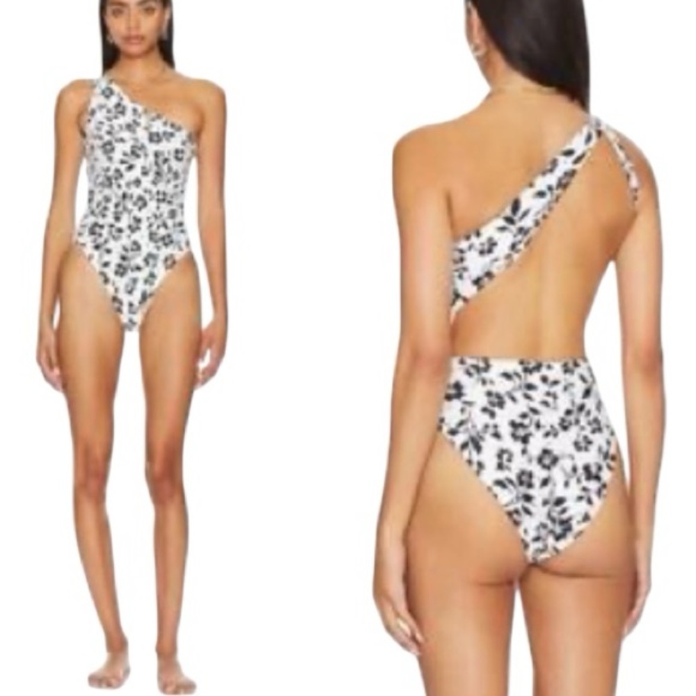 Lovers + Friends Dori Black and White One Shoulder One Piece NWT Designer